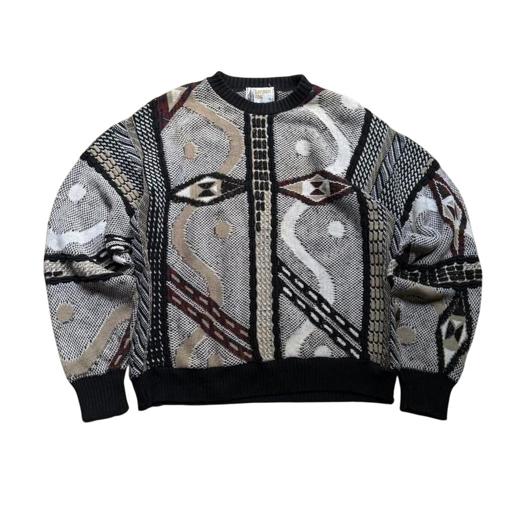 Vintage London Fog Coogi Style Men's L Sweater Textured 90s - Picture 1 of 8
